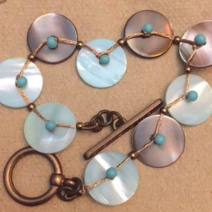 Sigrid Olsen copper wire/taupe/Aqua+turquoise bead